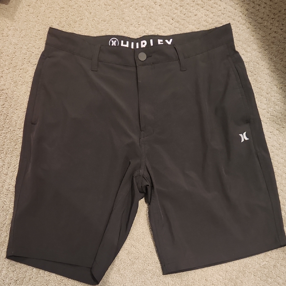 NEW Hurley Black Athletic Stretch Shorts with Subtle Logo 34 NWOT